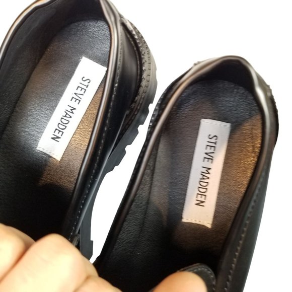Steve Madden Lug Sole Platform oxford heels loafers with chain size 10 - Picture 11 of 14